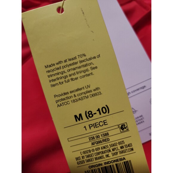 ALL IN MOTION Swimming Top Women sz Medium Coral Red UPF 50+ Pool NWT Summer - Picture 9 of 9